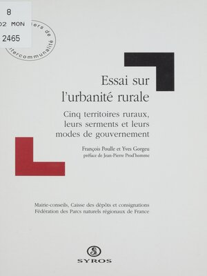 cover image of Essai sur l'urbanité rurale